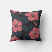 ハイビスカスの花：ダークシームレスの壁紙。 クッション (裏面)