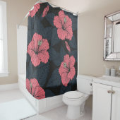ハイビスカスの花：ダークシームレスの壁紙。 シャワーカーテン (インサイチュ)
