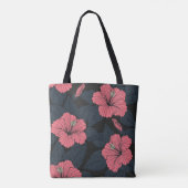 ハイビスカスの花:ダークシームレスの壁紙。 トートバッグ (裏面)