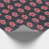 ハイビスカスの花：ダークシームレスの壁紙。 ラッピングペーパー (角)