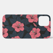 ハイビスカスの花：ダークシームレスの壁紙。 Case-Mate iPhoneケース (裏面 (横))