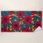 ハイビスカスの花 ビーチタオル (正面)