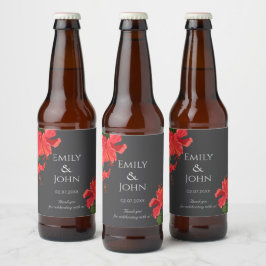 ハイビスカスの花 ビールボトル ラベル