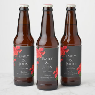 ハイビスカスの花 ビールボトル ラベル