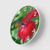 ハイビスカスの花 ラウンド壁時計 (傾斜)