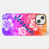ハイビスカスの花 夕焼け あなたの名前 iPhoneケース iPhone 13ケース (裏面横)