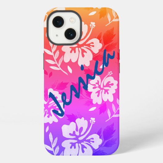 ハイビスカスの花 夕焼け あなたの名前 iPhoneケース iPhone 13ケース (裏面)