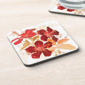 ハイビスカスの花-水彩画のペンキ2 コースター (左側)