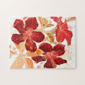 ハイビスカスの花-水彩画のペンキ2 ジグソーパズル (横)