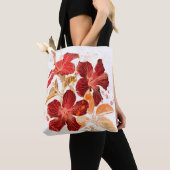ハイビスカスの花-水彩画のペンキ2 トートバッグ (クローズアップ)