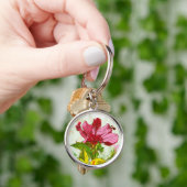 ハイビスカスの花-水彩画のペンキ キーホルダー (手)