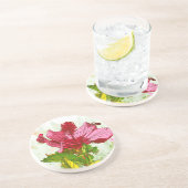 ハイビスカスの花-水彩画のペンキ コースター (側面)