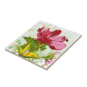 ハイビスカスの花-水彩画のペンキ タイル (側面)