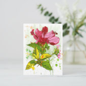 ハイビスカスの花 – 水絵を描色 ポストカード (スタンド正面)