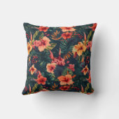 ハイビスカスの花、熱帯性花の模様 クッション (裏面)