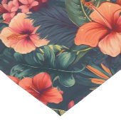 ハイビスカスの花、熱帯性花の模様 ショートテーブルランナー (コーナー)