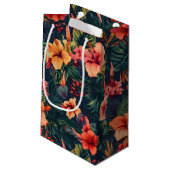 ハイビスカスの花、熱帯性花の模様 スモールペーパーバッグ (裏面アングル)