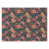 ハイビスカスの花、熱帯性花の模様 テーブルクロス (正面(横))