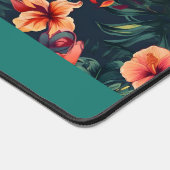 ハイビスカスの花、熱帯性花の模様 デスクマット (コーナー)