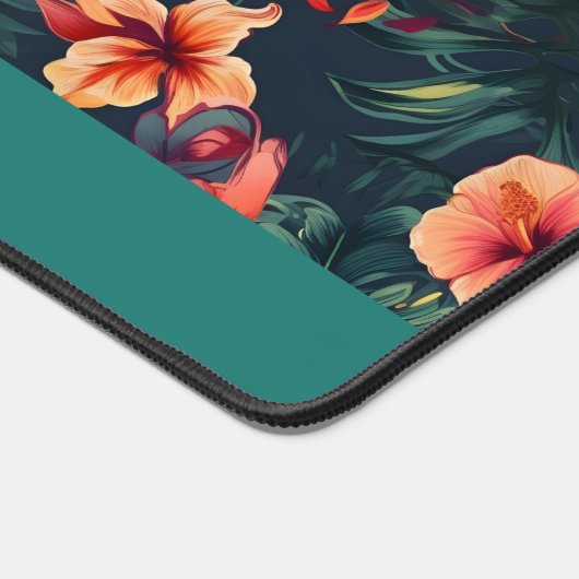ハイビスカスの花、熱帯性花の模様 デスクマット (コーナー)