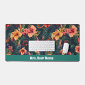 ハイビスカスの花、熱帯性花の模様 デスクマット (キーボード&マウス)