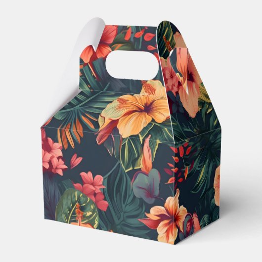 ハイビスカスの花、熱帯性花の模様 フェイバーボックス (正面サイド)