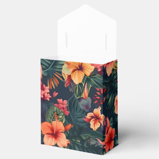 ハイビスカスの花、熱帯性花の模様 フェイバーボックス (オープン)