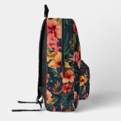 ハイビスカスの花、熱帯性花の模様 プリントバックパック (左)