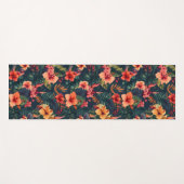 ハイビスカスの花、熱帯性花の模様 ヨガマット (正面(横))