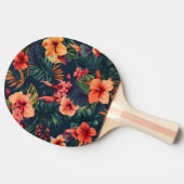 ハイビスカスの花、熱帯性花の模様 卓球ラケット (横)