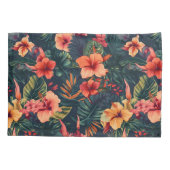 ハイビスカスの花、熱帯性花の模様 枕カバー (裏面)