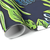 ハイビスカスの蘭およびプラムのはっきりしたな熱帯花 ラッピングペーパー (ロールコーナー)