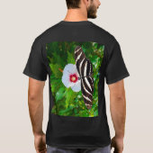 ハイビスカスの赤Tシャツに蝶の長いゼブラ Tシャツ (裏面)