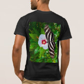 ハイビスカスの赤Tシャツに蝶の長いゼブラ Tシャツ (裏面)