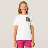 ハイビスカスの赤Tシャツに蝶の長いゼブラ Tシャツ (正面フル)