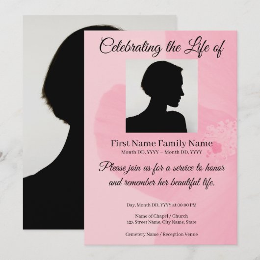 ハイビスカスの追悼招待状 招待状 (正面/裏面)