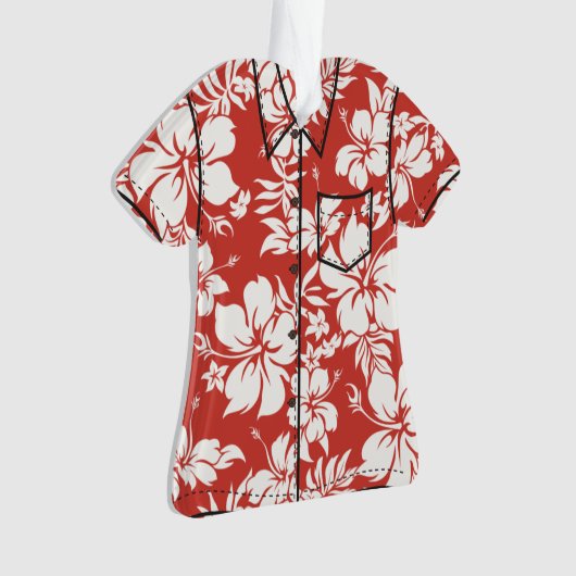 ハイビスカスのPareauのハワイの花柄のアロハワイシャツ オーナメント (正面)