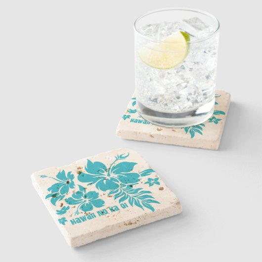 ハイビスカスのPareauハワイの花のTikiのバーのコースター ストーンコースター (横)