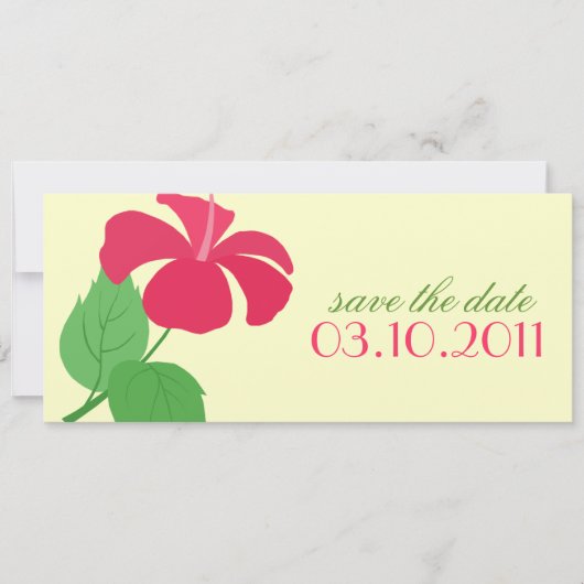 ハイビスカスのSave the Dateお知らせ 招待状 (正面)