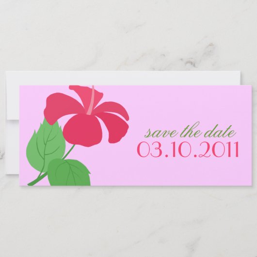 ハイビスカスのSave the Dateお知らせ 招待状 (正面)