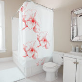 ハイビスカスはスケッチします(白) シャワーカーテン (インサイチュ)