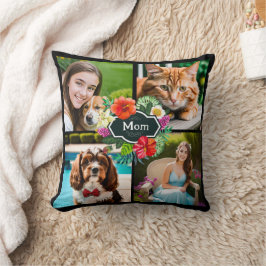 ハイビスカスを持つ熱帯ママ クッション