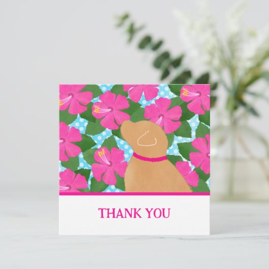 ハイビスカスアイランドイエロードッグサンキューカード サンキューカード (スタンド正面)