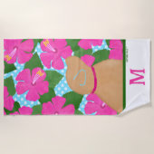 ハイビスカスアイランドイエロードッグビーチ ビーチタオル (正面)