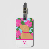 ハイビスカスアイランドイエロードッグラゲージタグ ラゲッジタグ (正面縦)