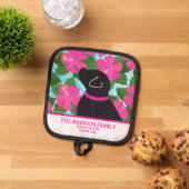 ハイビスカスアイランドブラックドッグポットホルダー 鍋敷き (トップダウン)