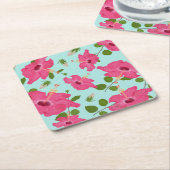 ハイビスカスインシーフォームグリーン紙コースター スクエアペーパーコースター (アングル)