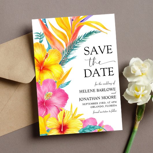 ハイビスカスエレガントトロピカルデスティネーションウェディング セーブザデート