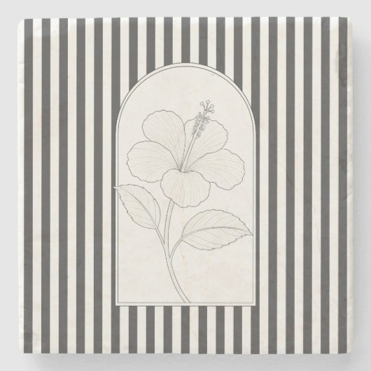 ハイビスカスエレガントフラワーボタニカル ストーンコースター (正面)