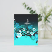 ハイビスカスオンターコイズとハミングバード ポストカード (スタンド正面)